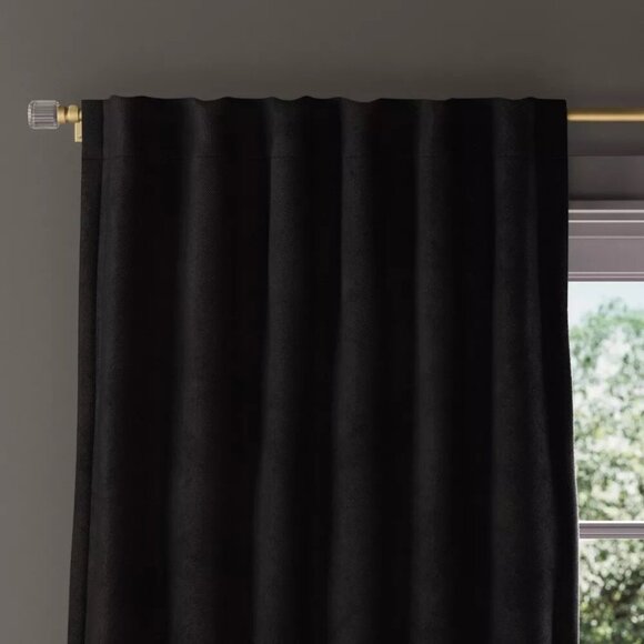 Threshold Ebony Black Soft Chenille Single Blackout Curtain Panel 50" x 63" - Picture 2 of 7